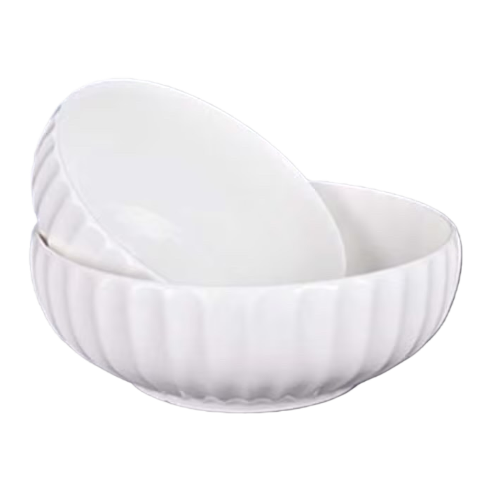 The white ceramic bowl is a simple household dining bowl with a high-temperature resistant glaze that is smooth and easy to clean Item Picture