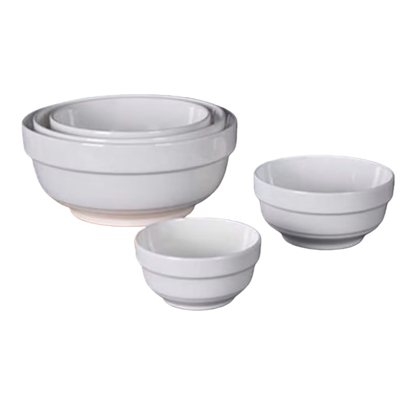 White ceramic edge guard bowl, a simple household dining bowl with anti-scratch edge design Item Picture