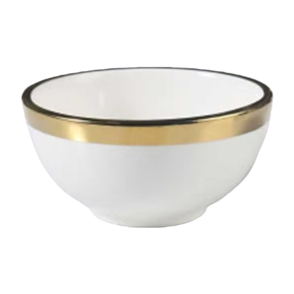White porcelain bowl with golden rim, household tableware, simple Nordic-style ceramic bowl Item Picture