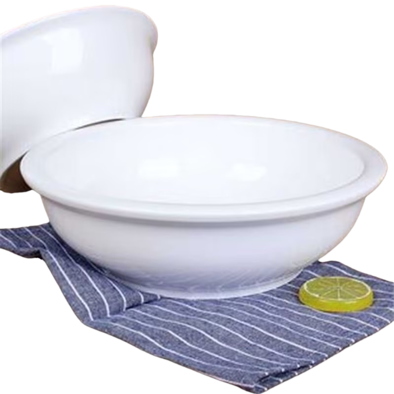 White porcelain bowls, simple household ceramic tableware, serving rice bowls, large soup bowls Item Picture