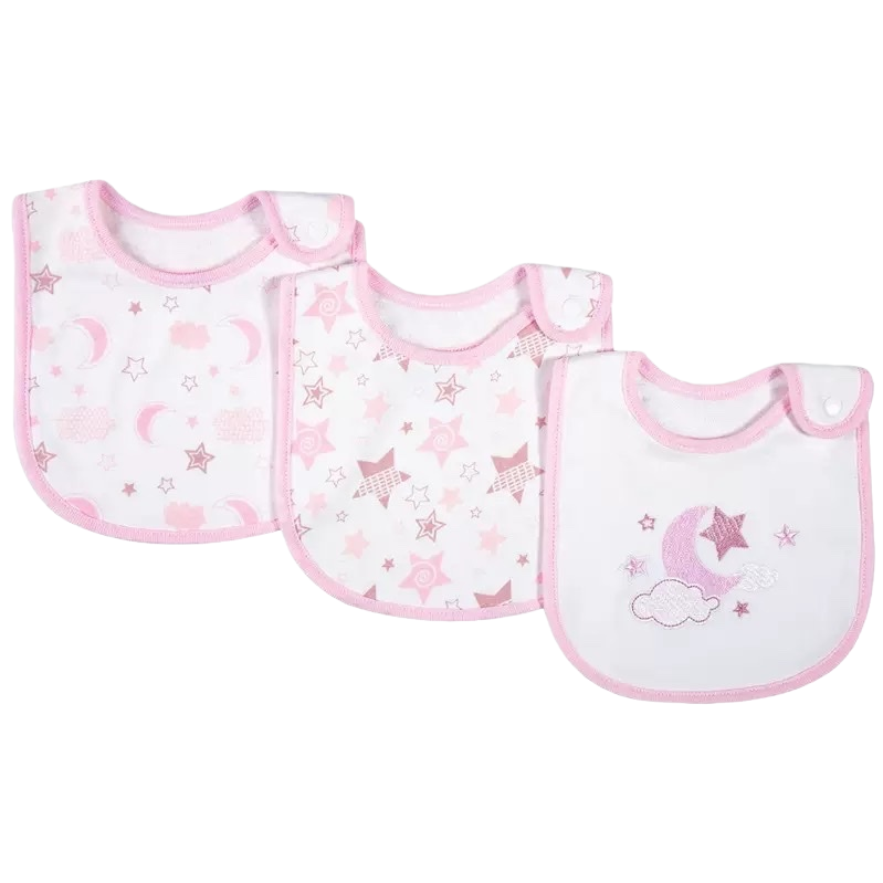 Pink fringed baby bib, pure cotton absorbent and leak-proof baby feeding bib Item Picture