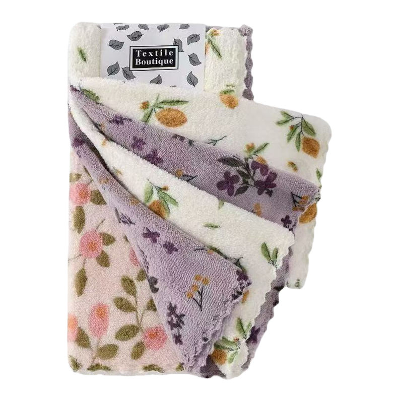 Floral pattern towel set, 5 pieces of bath towel, face towel and square towel, seika, absorbent, quick-drying, soft and skin-friendly Item Picture