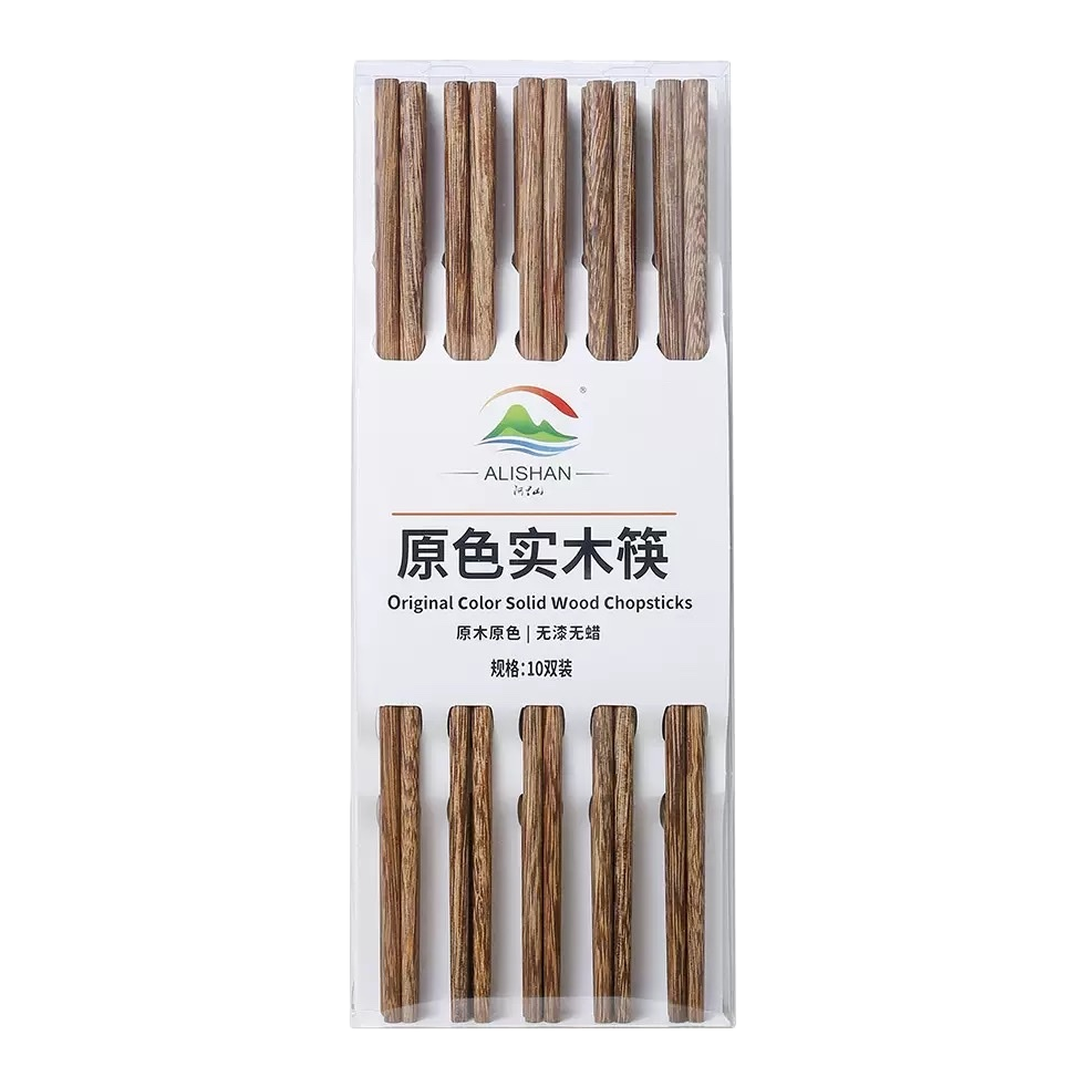 Natural-color solid wood chopsticks, natural and unpainted eco-friendly household tableware Item Picture