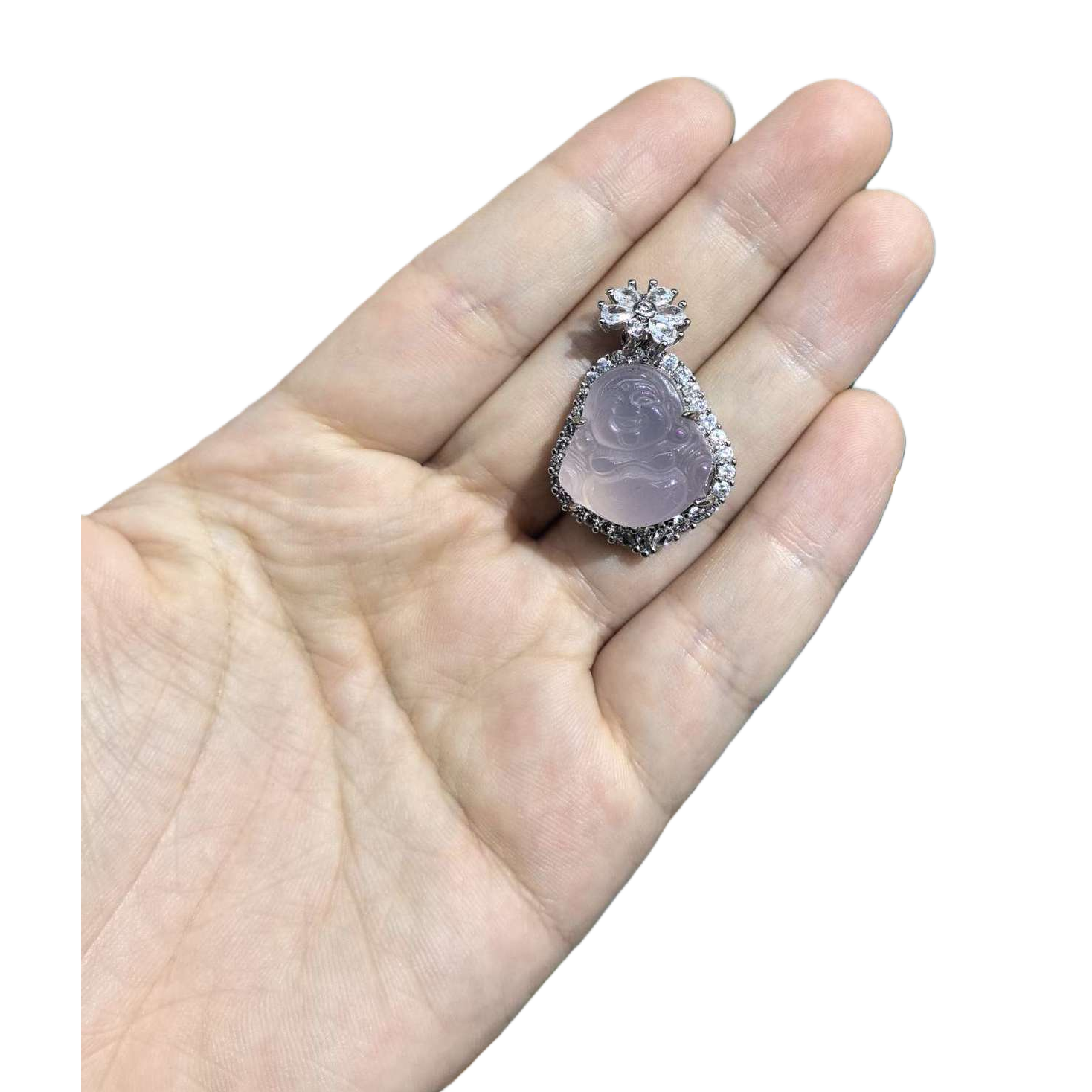 فتمثال بوذا الأرجواني الضحل في شكل كرفلامن الفضة تبلغ 925 من حجر الكريستال الطبيعي Item Picture