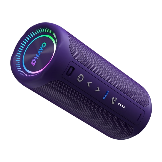 紫色便携式蓝牙音箱白底实物图