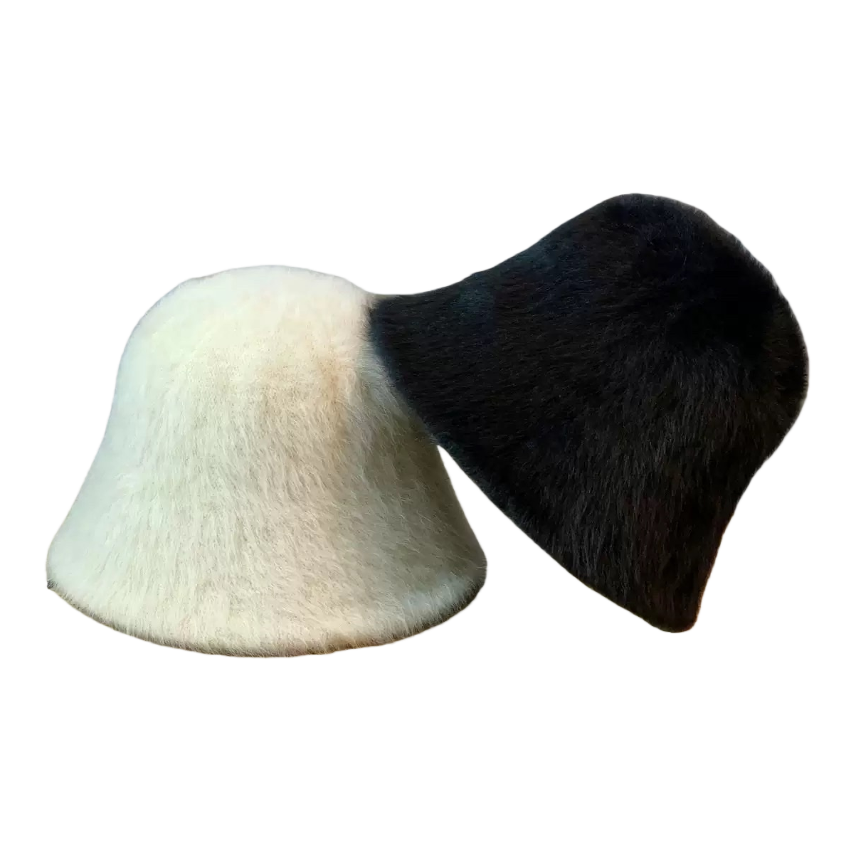 A white and black plush hat for adults Item Picture