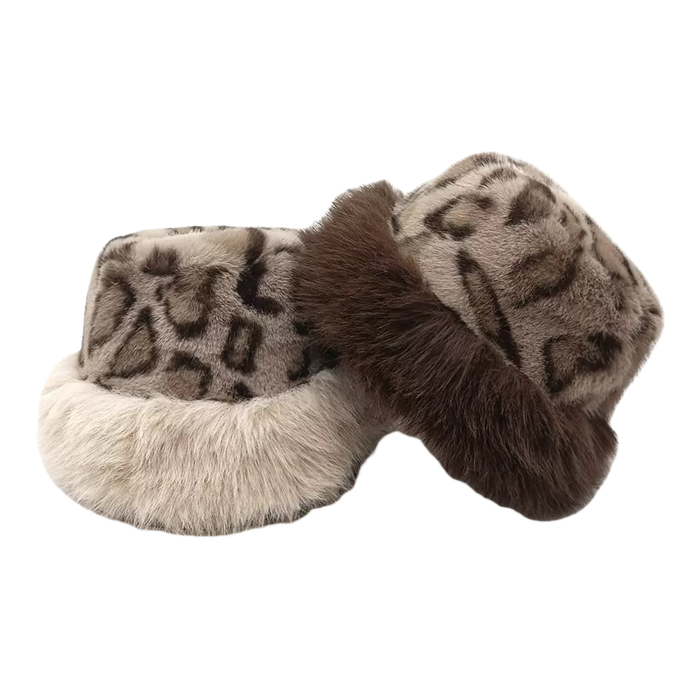 Leopard print plush warm hat, a fashionable and casual hat for women in autumn and winter Item Picture