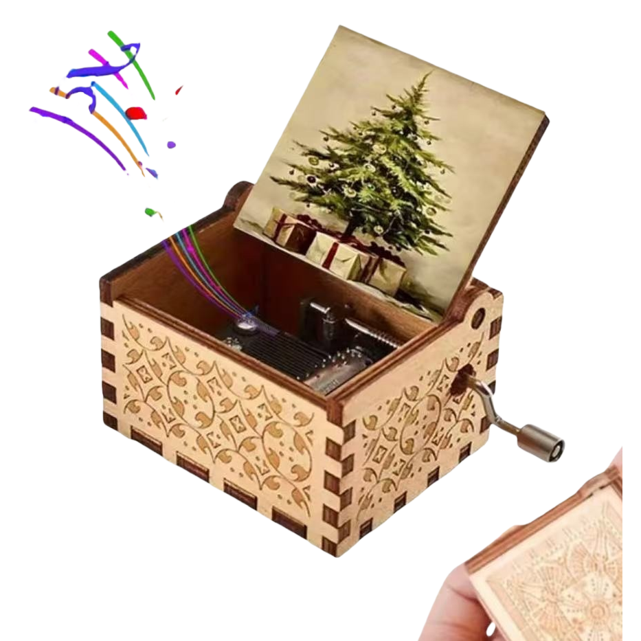 صندوق موسيقى خشبي لعيد الميلاد، صندوق هدايا لعيد الميلاد Item Picture