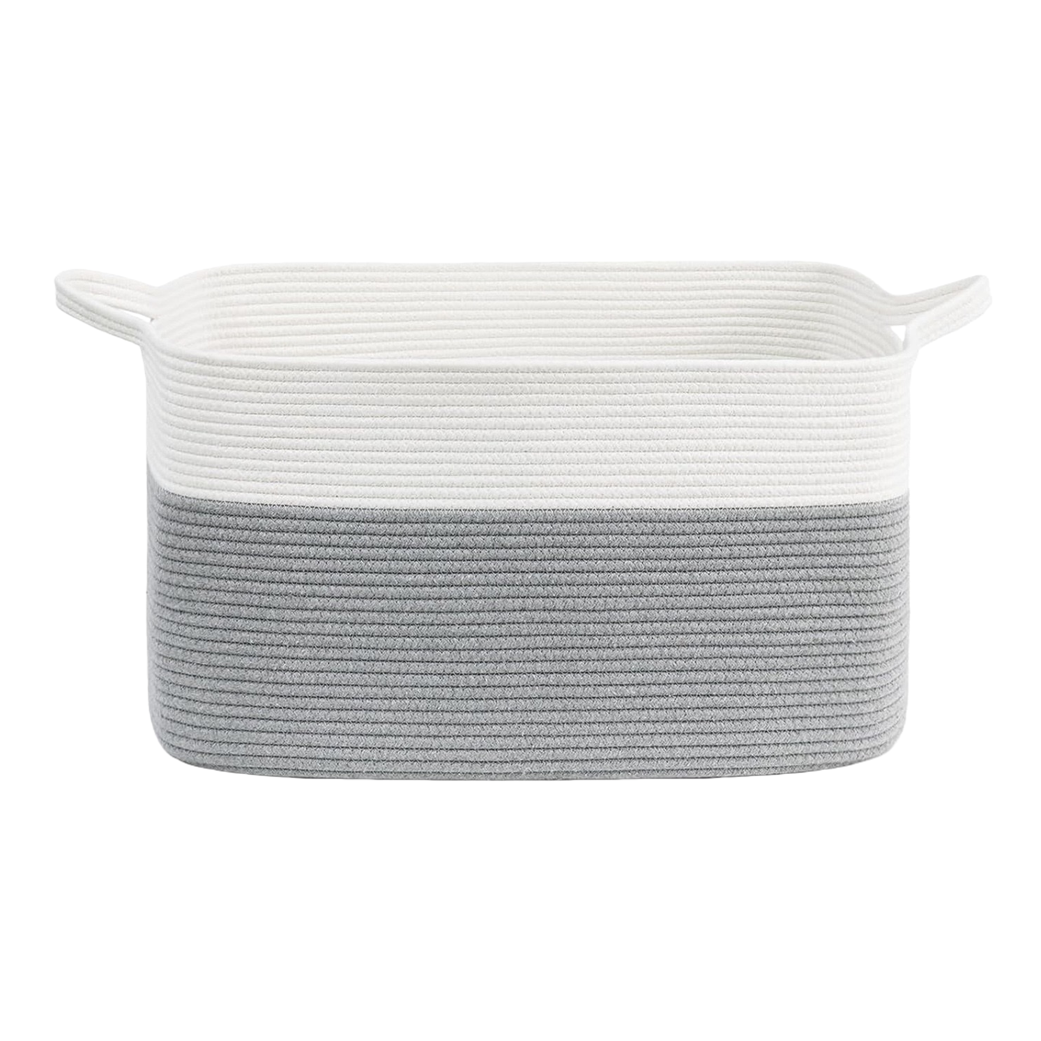 Gray and white double-color rope woven storage basket for home living room and bedroom organization Item Picture