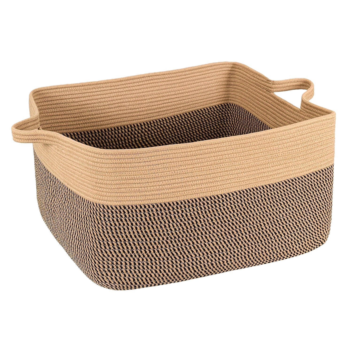 Beige and black woven texture storage basket for home storage and organization, large capacity, dust-proof Item Picture