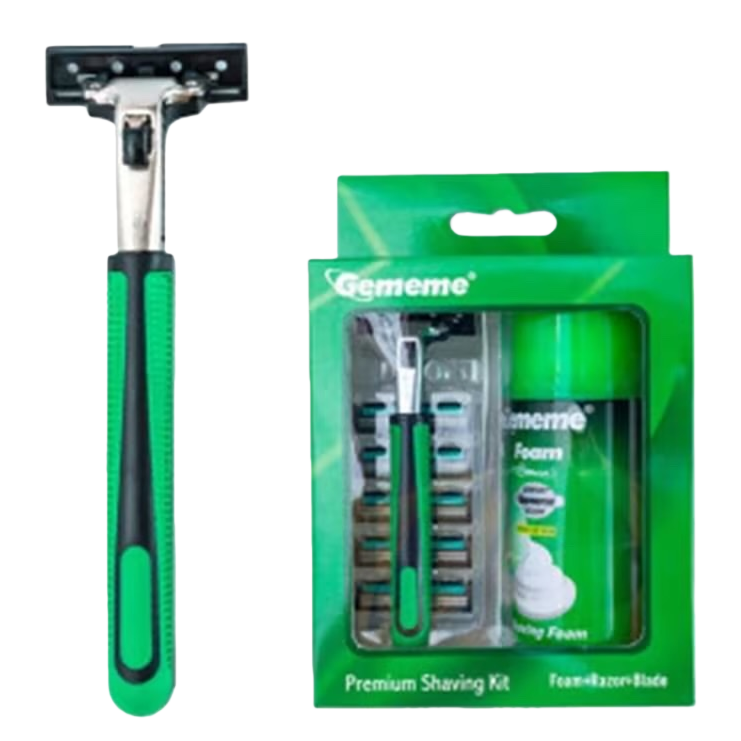 Green razor set for men, electric shaver with cleaning brush, portable rechargeable storage Item Picture