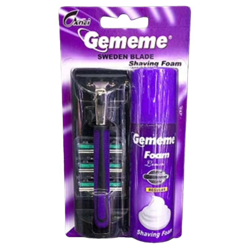 تحتوي مجموعة Gememe Gememe Burgle Practice على حلاقة شفرات حلاقة سويدية وحاشية حلاقة Item Picture