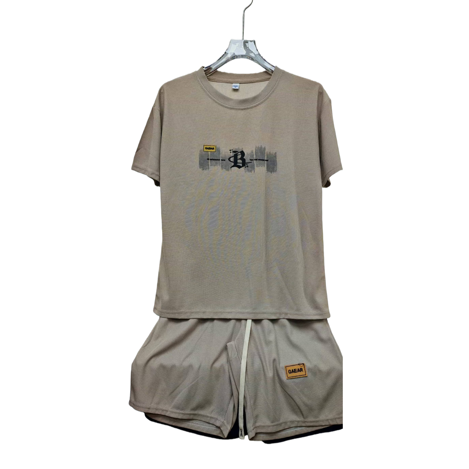 Men's casual, loose and quick-drying fitness two-piece sportswear set Item Picture