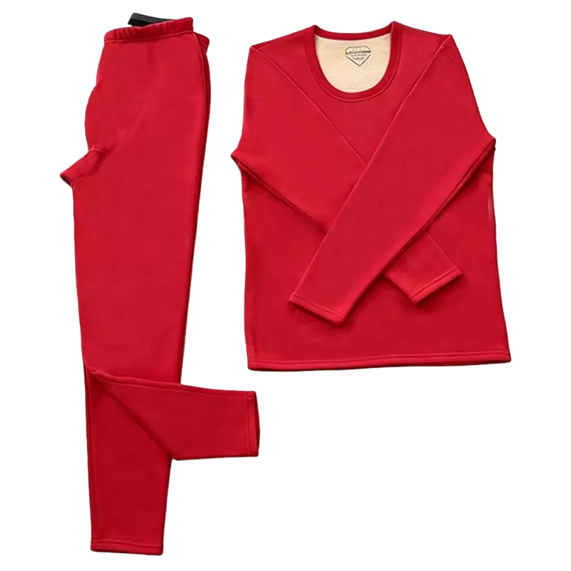 Red thermal underwear set for men and women, thickened basic base layer for autumn and winter Item Picture
