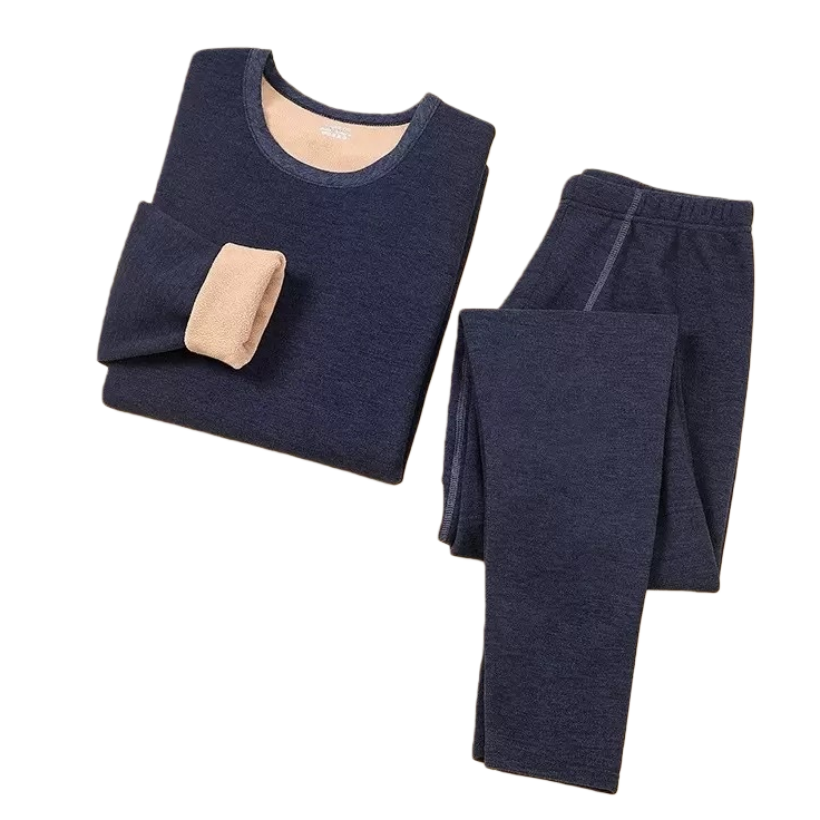 Navy blue thickened warm home wear set for women, comfortable and soft for autumn and winter Item Picture
