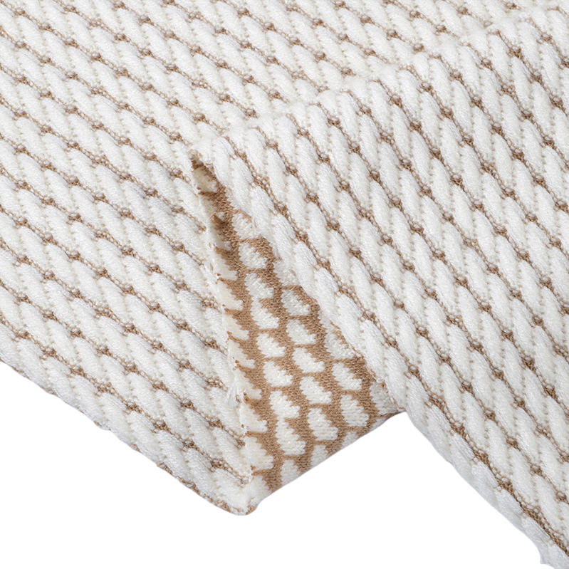 Beige, brown, diamond-shaped checkered knitted fabric with a width of 150cm, a knitted cotton blend fabric Item Picture