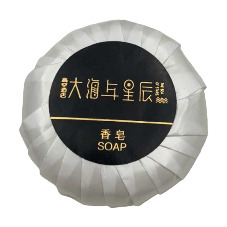 白色花瓣托盘装黑色标签香皂 清新淡雅家居香氛皂白底实物图