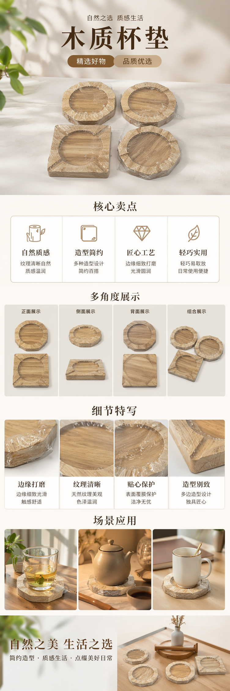 木质烟灰缸家用客厅桌面防烫耐高温陶瓷简约风详情1