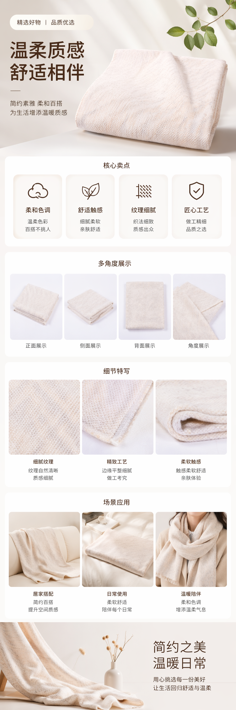 米色针织布料 面料柔软亲肤 手感细腻 弹力适中 适用于服饰家居详情1