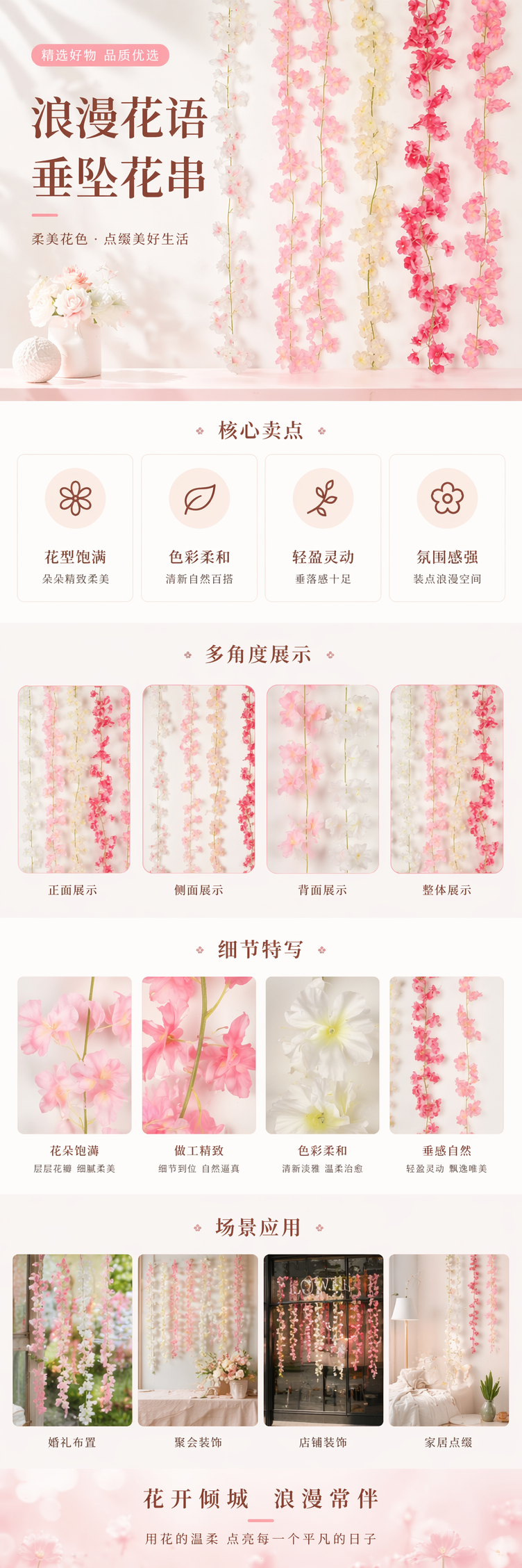 粉色白色黄色红色仿真藤条玫瑰花藤条双瓣藤编永生花礼品详情1