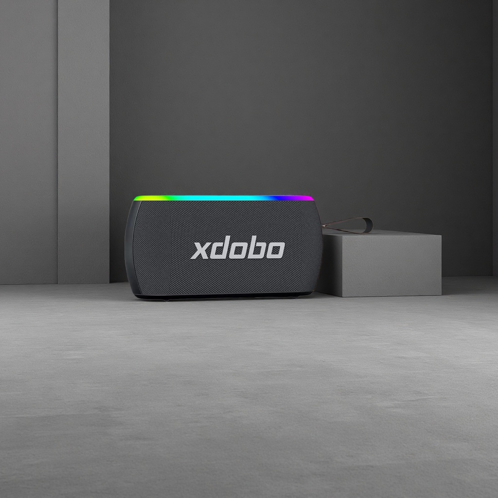 xdobo黑色便携岩石音箱彩虹灯带提手设计