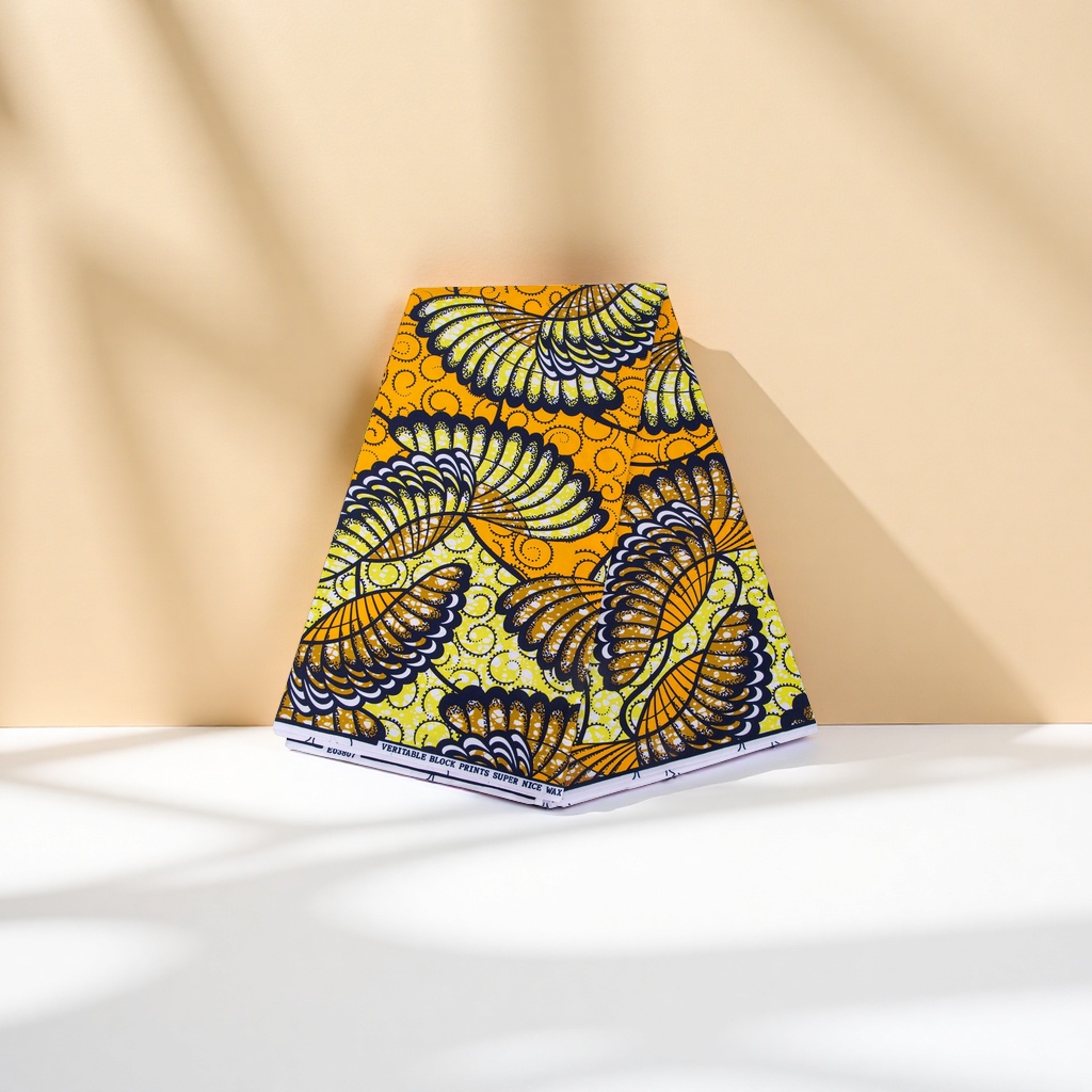 Yellow black border floral pattern fabric for home wear, DIY fabric material details Picture