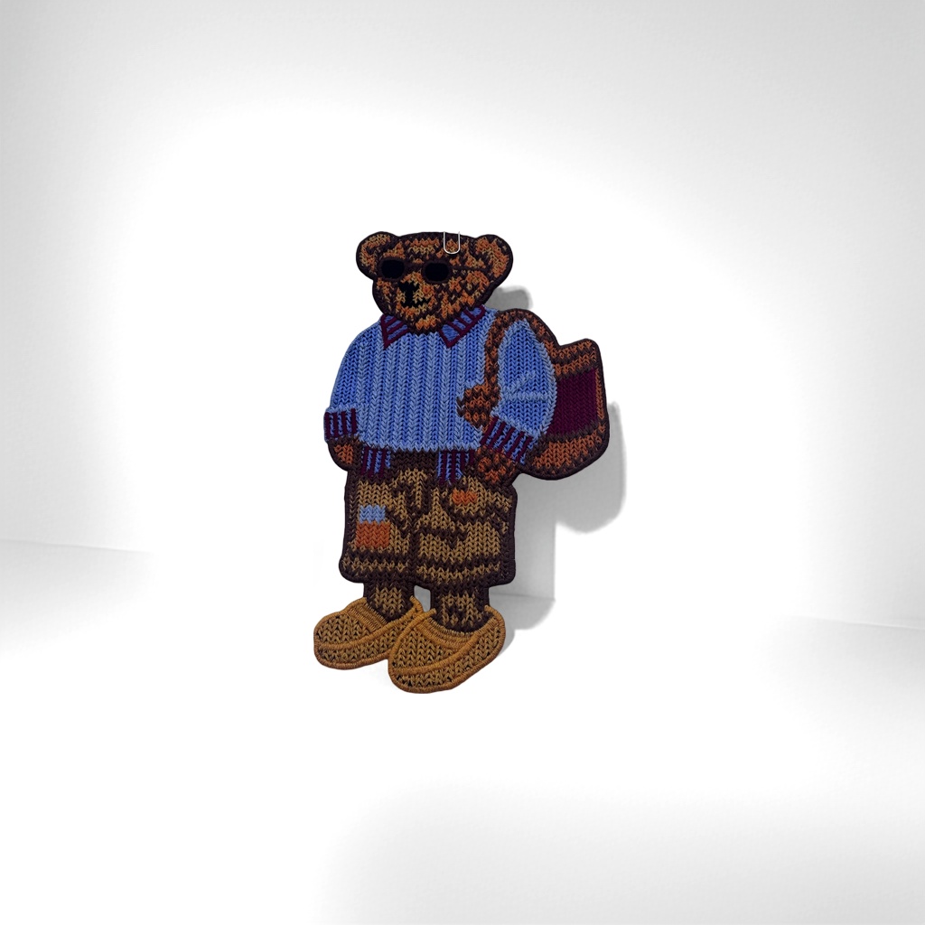 Colorful knitted bear doll patches, hand-woven woolen yarn, cute plush decorative fabric