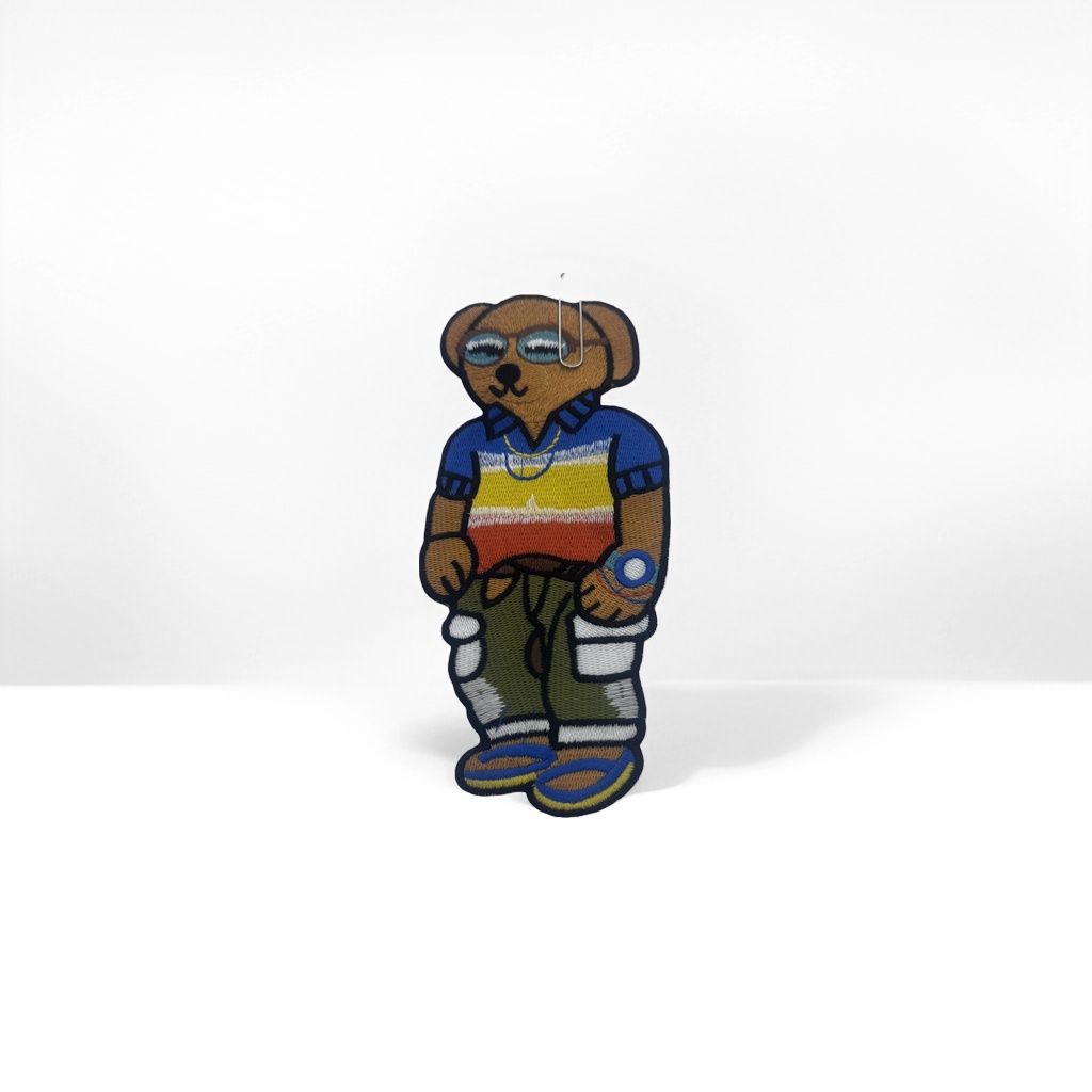 Colorful embroidered bear stickers, handcrafted fabric decorative patches details Picture