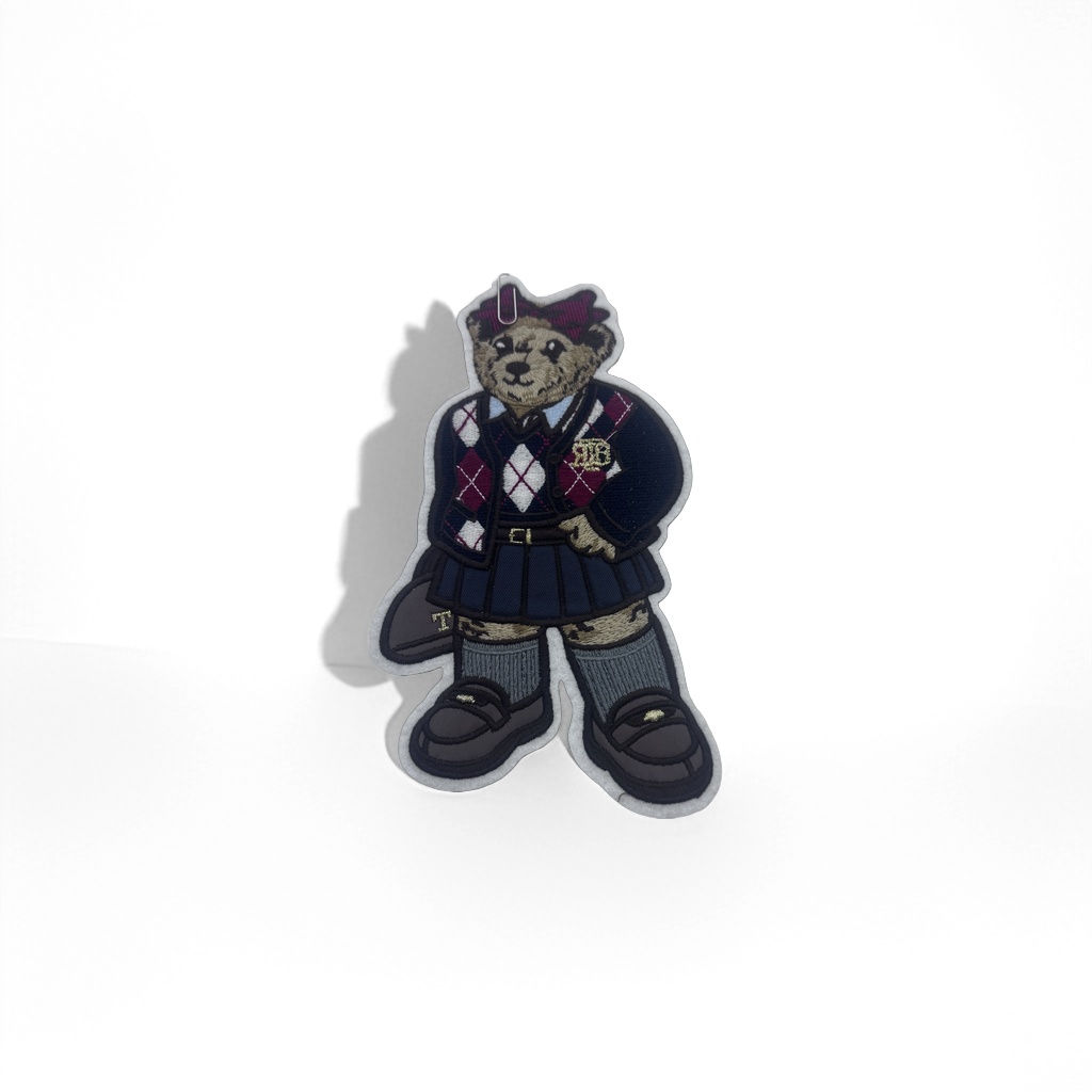 Embroidered teddy bear dolls, school uniform style clothing, plush toys and cute ornaments