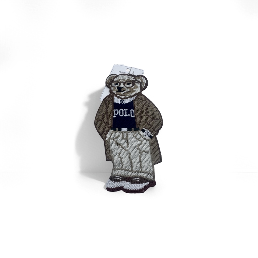 Knitted bear-shaped badge, glasses, POLO shirt, sweater coat, cartoon bear brooch