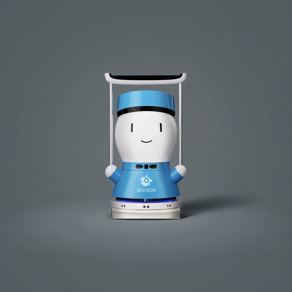 Blue and white double-sided screen tour guide robot Application Scenario