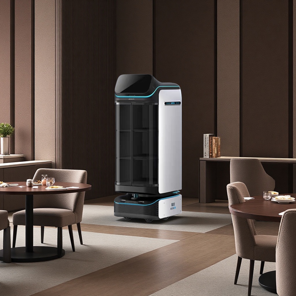 The intelligent closed food delivery robot can automatically open and close the door and has a built-in disinfection function