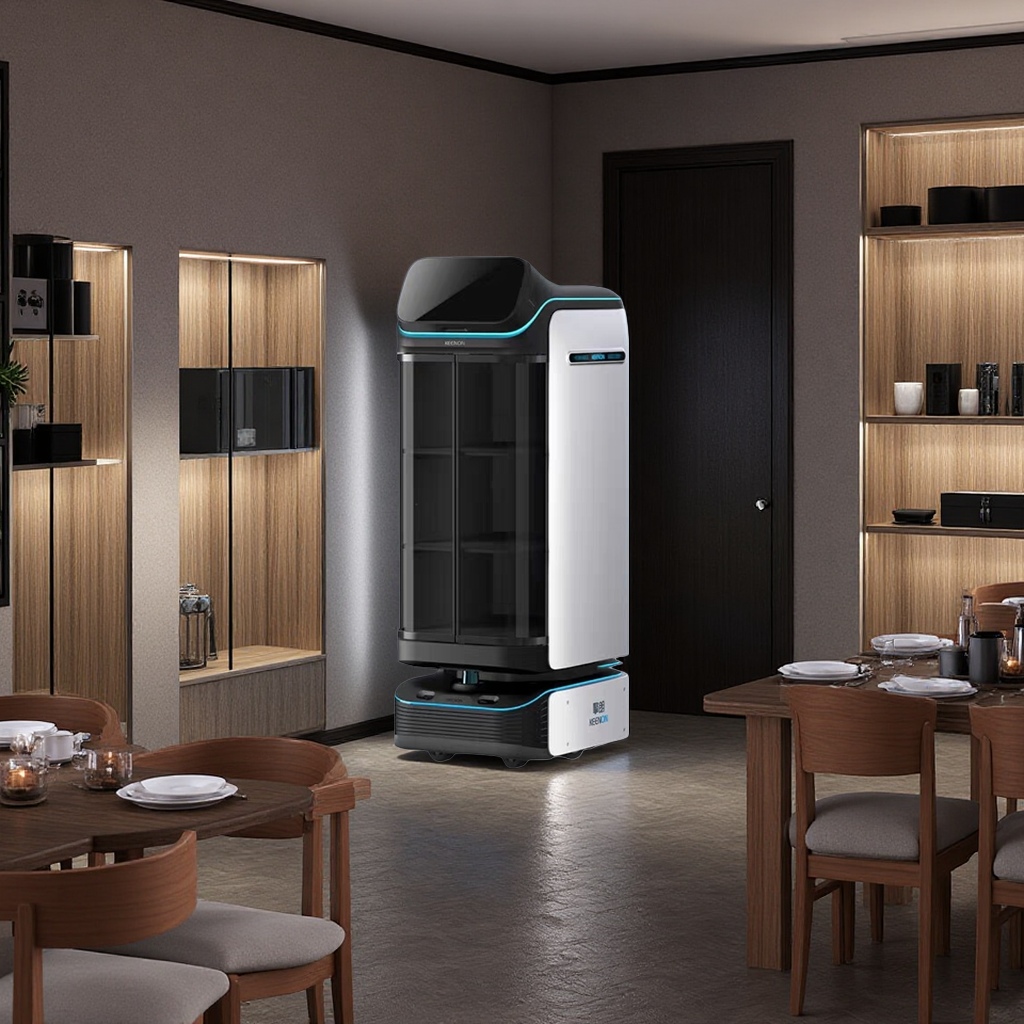 The intelligent closed food delivery robot can automatically open and close the door and has a built-in disinfection function details Picture