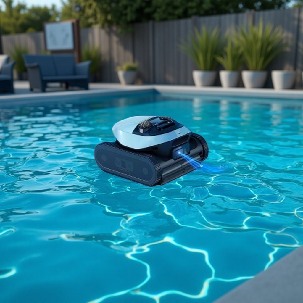 The swimming pool cleaning robot is fully automatic for suction and scrubbing, capable of climbing walls, and operates quietly and efficiently details Picture