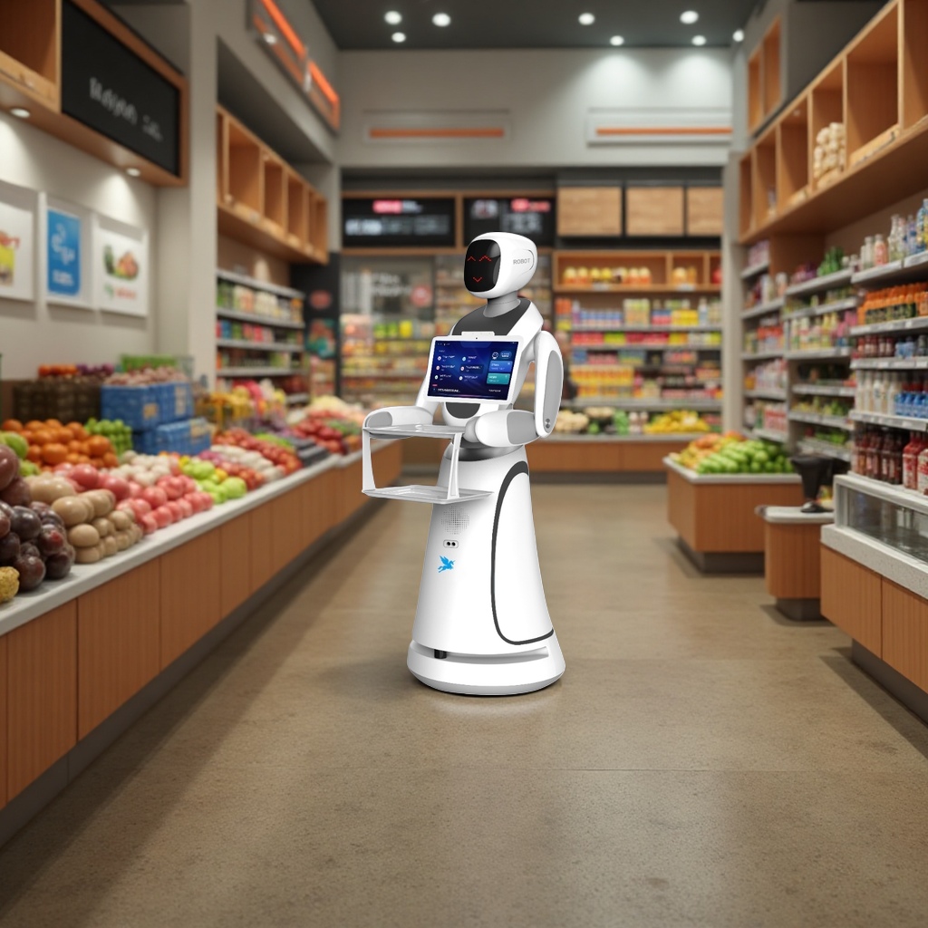 The white service robot intelligently greets guests and guides them, featuring multi-functional automatic obstacle avoidance for both home and commercial use details Picture