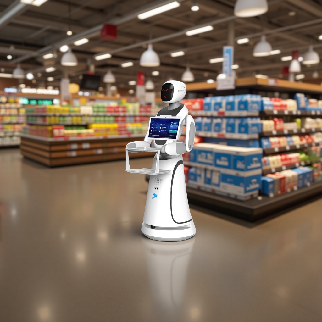 The white service robot intelligently greets guests and guides them, featuring multi-functional automatic obstacle avoidance for both home and commercial use Application Scenario