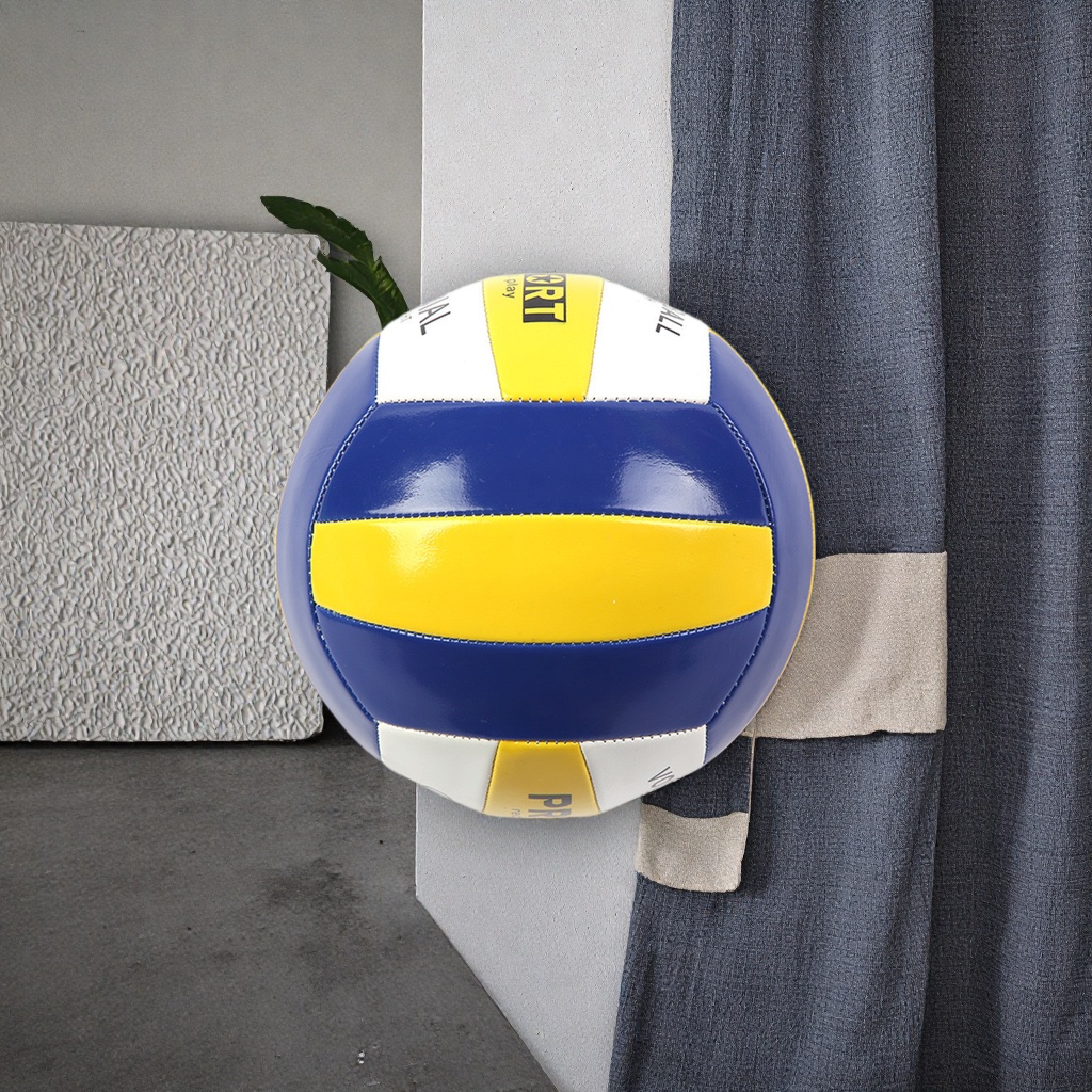 A professional volleyball training and competition ball with blue, yellow and white stripes details Picture