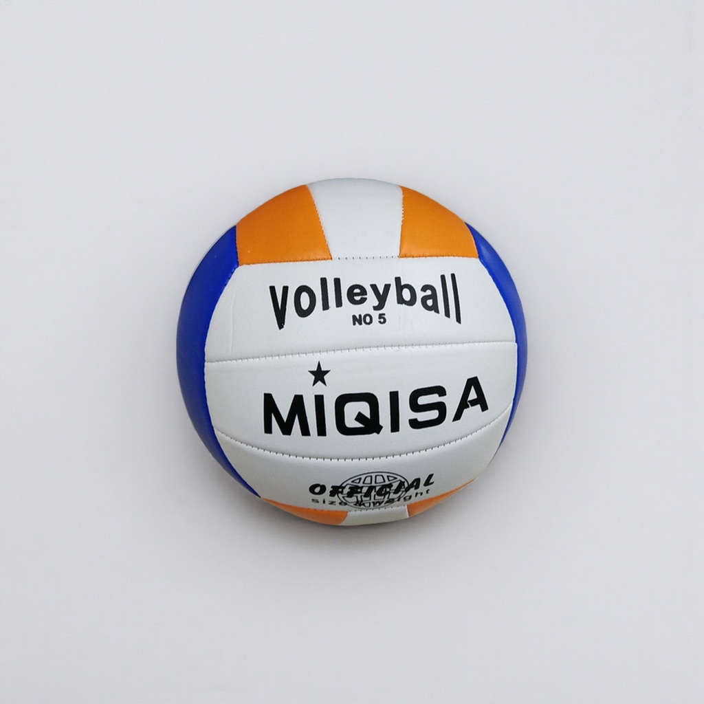 The PU material for professional volleyball training and competition with orange, white and blue stripes is wear-resistant and anti-slip
