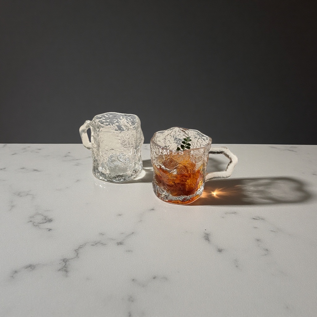 纹理玻璃杯 加厚高硼硅耐热防烫水杯 350ml 家用办公简约风