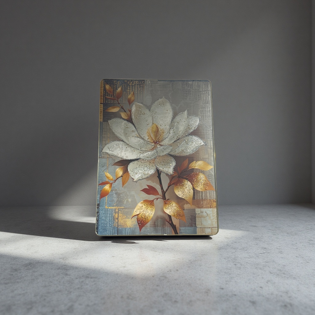 Modern and simple wall paintings with golden borders and floral patterns for the living room and bedroom Application Scenario