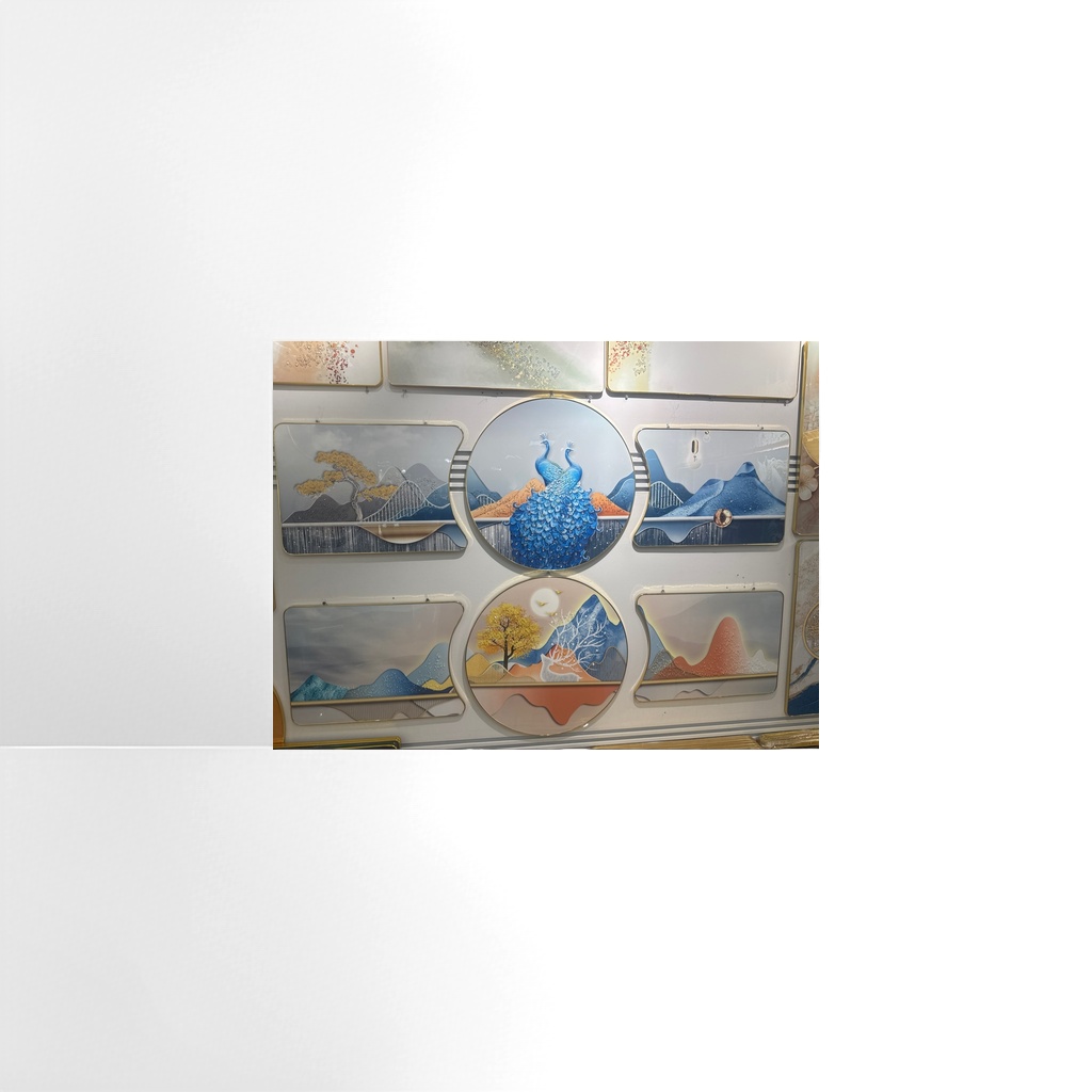 Blue peacock decorative painting, living room and bedroom hanging painting, Nordic style modern simple abstract art mural details Picture