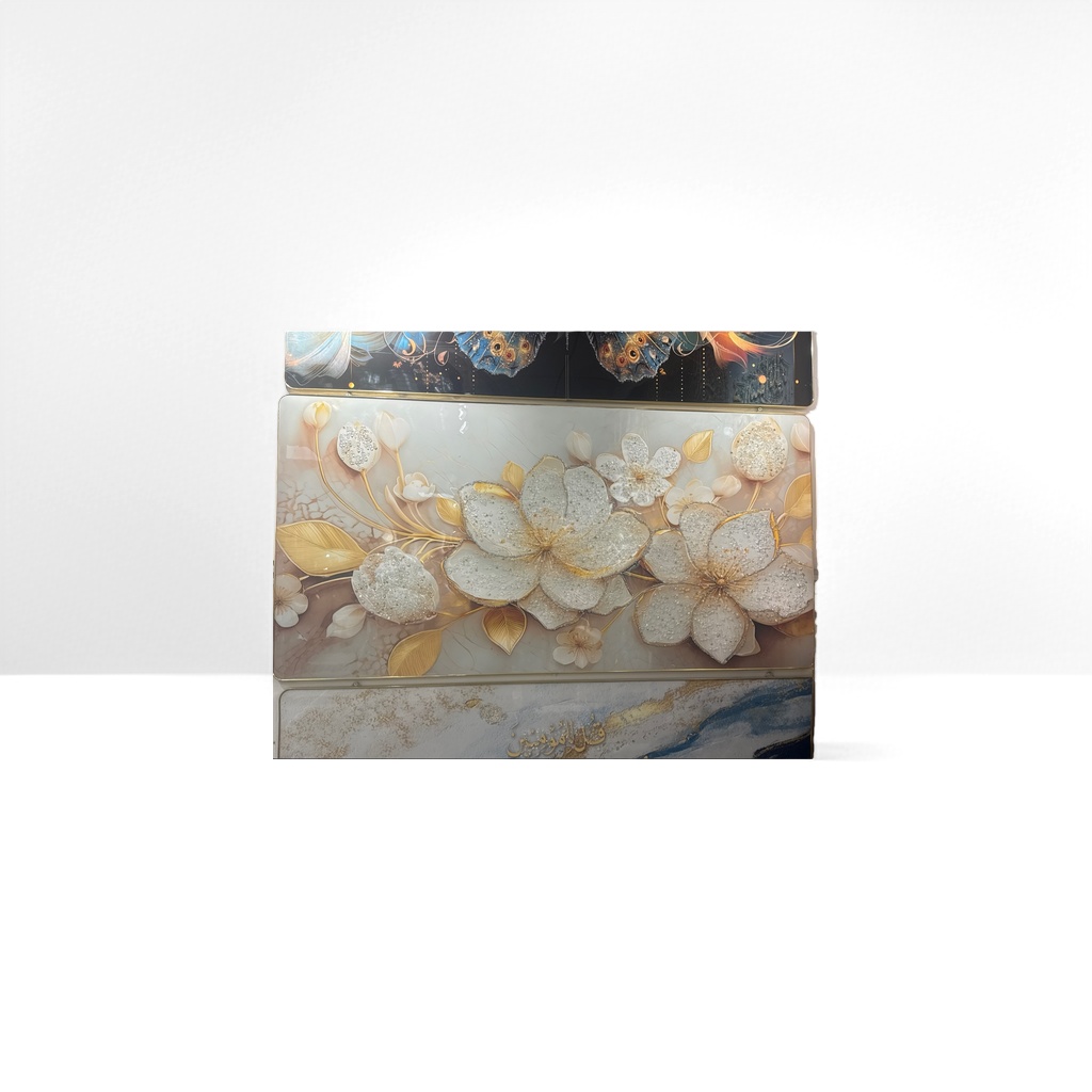 Golden-edged floral decorative paintings for living rooms and bedrooms, Nordic minimalist modern art wall decorations details Picture