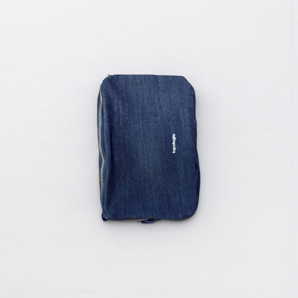 Deep blue denim multi-functional storage bag, simple and large-capacity portable organizing bag