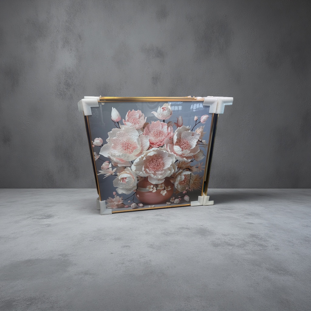 Pink peony vase decorative painting, living room bedroom hanging painting, new Chinese-style art mural Application Scenario