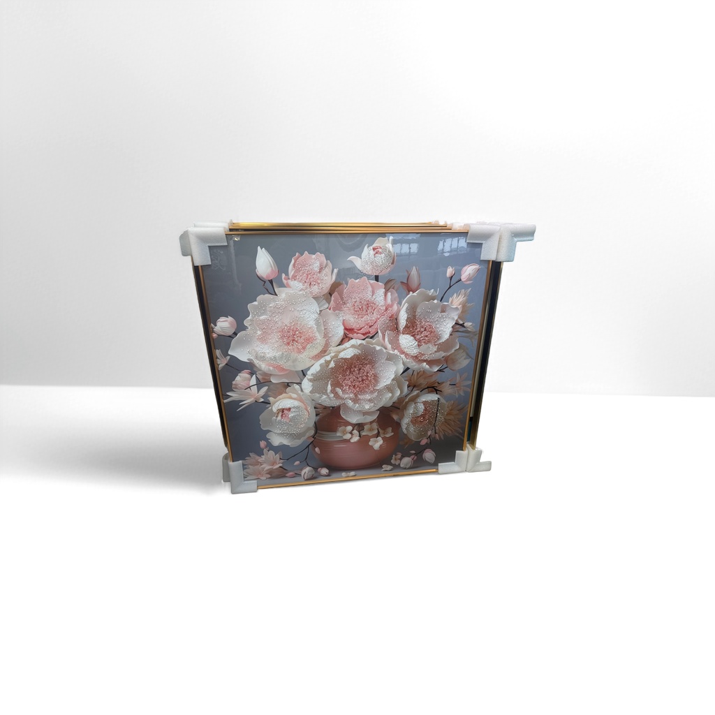 Pink peony vase decorative painting, living room bedroom hanging painting, new Chinese-style art mural details Picture