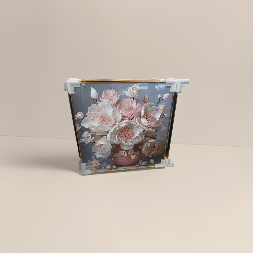 Pink peony vase decorative painting, living room bedroom hanging painting, new Chinese-style art mural Specification image