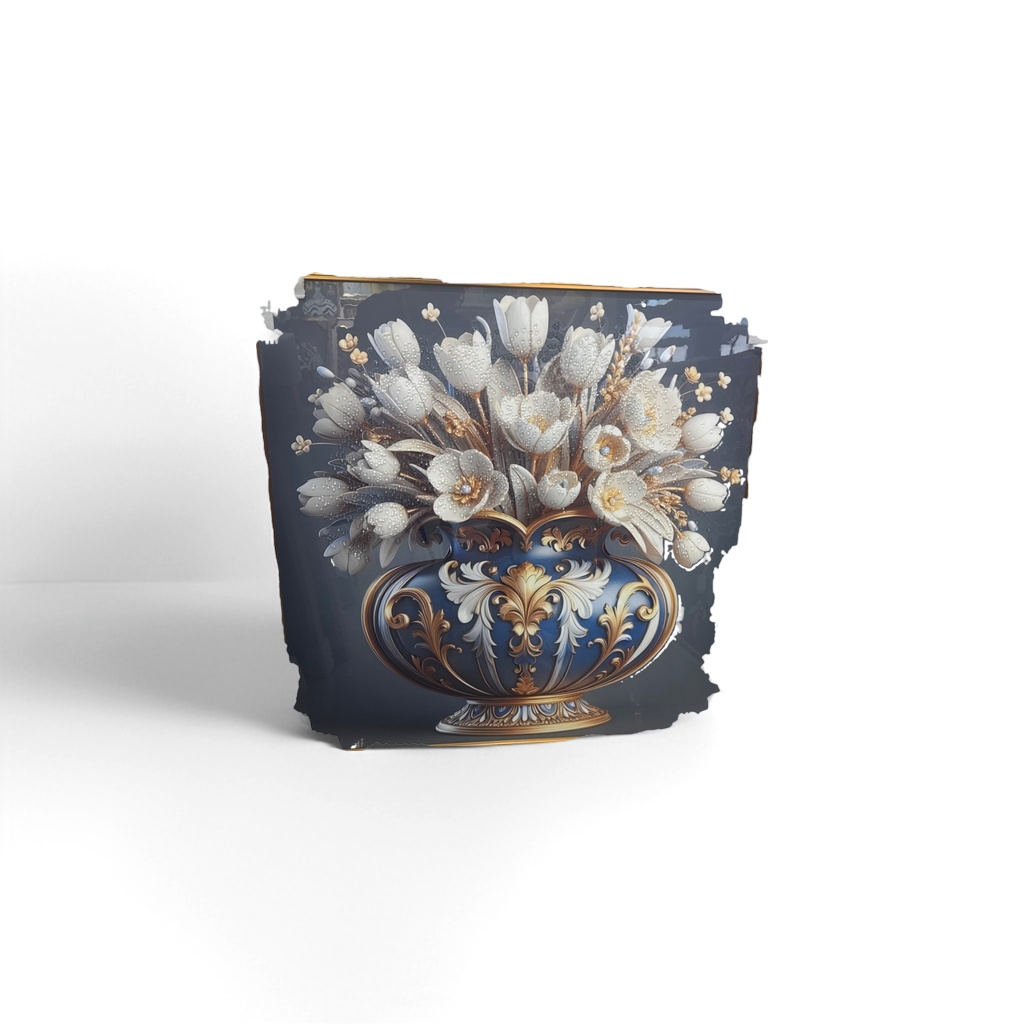A blue gold-rimmed vase with white flower decorative painting, a home living room entrance hall decoration details Picture