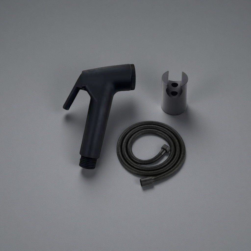 Black hand-held showerhead and accessories, all-copper chrome-plated anti-scalding, water-saving and adjustable shower head set Specification image