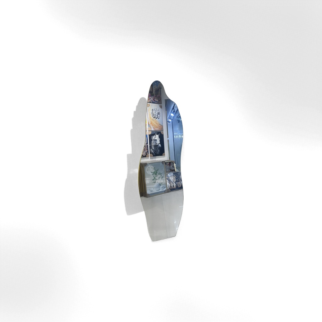 Golden-framed irregular-shaped floor mirror, full-length mirror, bedroom and living room decorative mirror, high appearance level household items details Picture