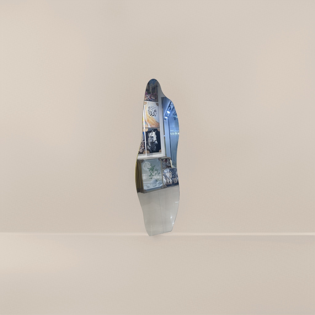 Golden-framed irregular-shaped floor mirror, full-length mirror, bedroom and living room decorative mirror, high appearance level household items Specification image